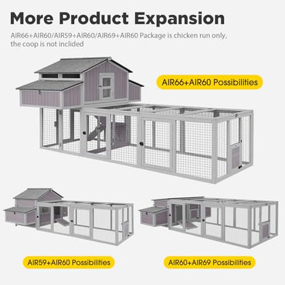 Aivituvin Chicken Coop Run Extension Rabbit Enclosure Outdoor Duck Hen Playpen - color: Grey, size: 79.0"L x 37.8"W x 20.7"H