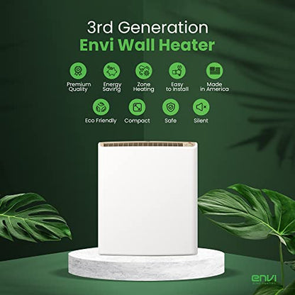 Envi 220 Volt Hardwired Electric Panel Wall Heater for Home, Energy Efficient, Child Safe, Quiet, Great for Bedrooms, Bathrooms, Office, Kitchen, Garage, Tip-Over Protection, Comfort-Level Thermostat - size: Envi 220 Volt