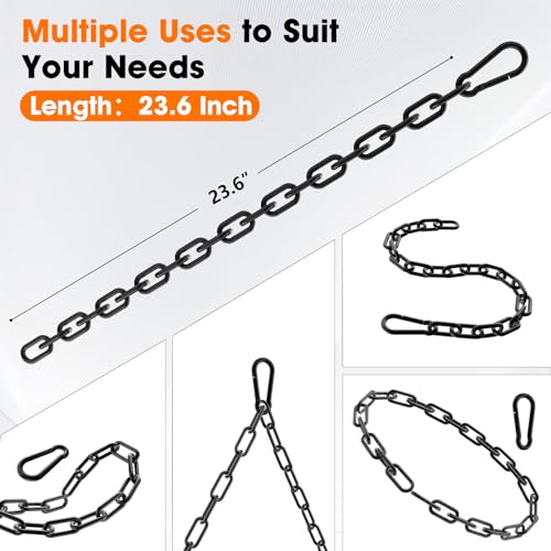 Gate Chain Lock, 23.6 Inch 304 Stainless Steel Chain Fence Gate Latch with Carabiner, Outdoor Hardware Lock Chain for Yards, Pet Cages, Horse Goat Dog Stall Barn and Fence Gates (Black Dia 5mm-1Pc) - color: Black Dia 5mm-1Pc