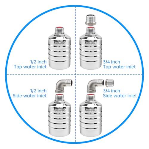 Float Valve, Automatic Water Level Control 1/2 inch to 3/4 inch 304 Stainless Steel Water Float Valve for Water Tank, Livestock Trough - style: Style 5