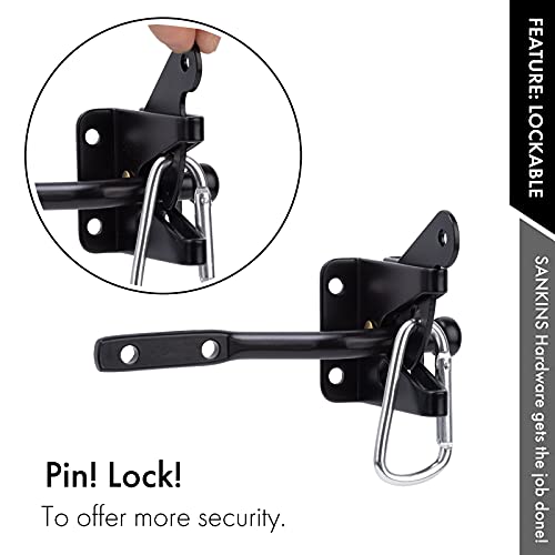 Self Locking Gate Latch Automatic Gravity Lever for Wood Fence Gate, Door Latches, Steel, Black - size: Normal