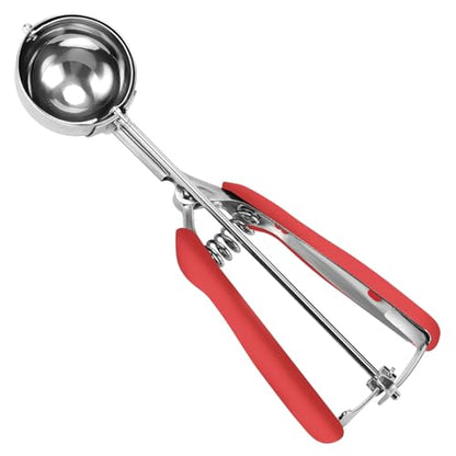 Large Cookie Scoop, Cookie Dough Scoop, 3 Tablespoons/ 45 ml/ 1.5 oz, Spring-Loaded Ice Cream Scoop, 18/8 Stainless Steel, Comfortable Grip - color: Red, size: #20/ 3 Tbsp