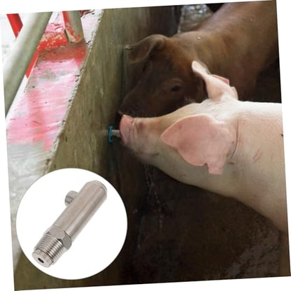 BESPORTBLE Stainless Steel Pig Waterer Nipple Dispenser Splash Design for Clean Drinking Automatic Water Feeder for Livestock Farms and Piglets