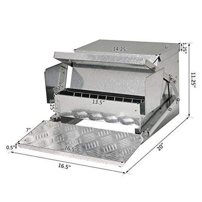 PawHut 25 lbs Capacity Automatic Chicken Poultry Feeder with a Galvanized Steel and Aluminium Build, Weatherproof Design - size: 16.5" L x 20" D x 11.25" H