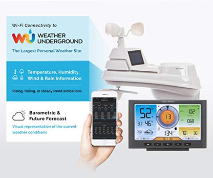 AcuRite Iris (5-in-1) Home Weather Station with Wi-Fi Connection to Weather Underground with Temperature, Humidity, Wind Speed/Direction, and Rainfall (01540M) , Black - color: Wi-fi Connection to Weather Underground