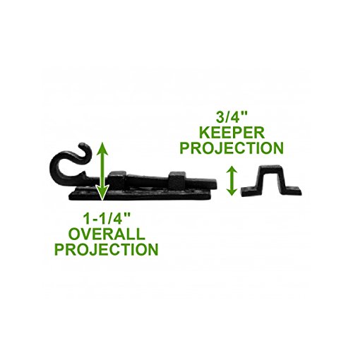 Renovators Supply Manufacturing Door Lock Latch 3.8 in. Black Wrought Iron Pig Tail Tip Styled Slide Bolt Latch with Mounting Hardware - size: Pack of 1, style: 3.88 inch - Curled Tail