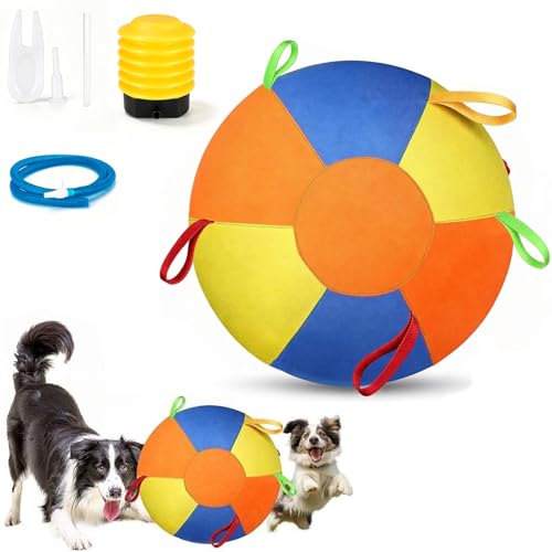 ZRW Calming Jumbo Ball for Dogs,Herding Ball for Dogs,Durable Tear-Resistant Inflatable Big Ball,Resistant Inflatable Big Ball with Handle Cover & Pump for Play & Exercise Dogs-(9.84in)
