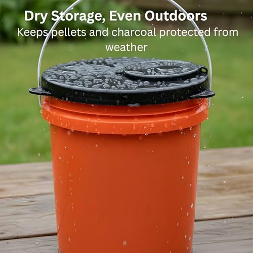 Skywin 5 Gallon Bucket Lid, Rubber Seal Lid, Wood Pellet Storage Containers, Bird Seed Container, Lump Charcoal Storage, Weather Resistant Rubber (Bucket Not Included) (Black) - color: Black