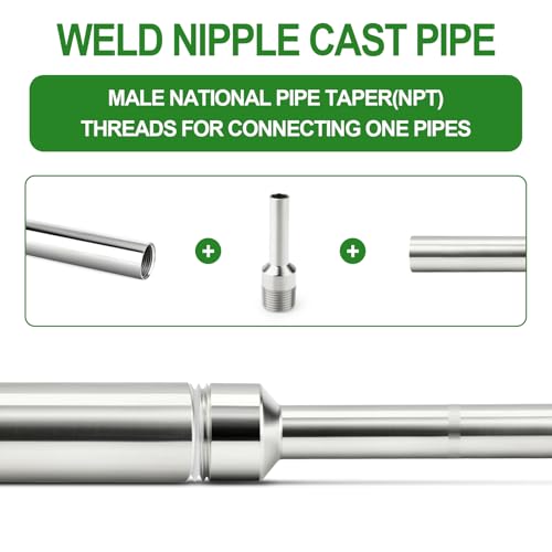 TAISHER 5PCS 304 Stainless Steel Pipe Fittings, 3/8" NPT Male Threaded, 2" Length Weld Nipple Cast Pipe - size: 3/8" NPT x 3/8" OD(2" Length)