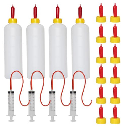 24Pcs Lamb and Goat Kid Feeding Tube Kit Feeding Bottles | 4x500ml Bottles, 12 Nipples, 4x60ml Syringes & 16fr Tubes, For Lambs, Goat Kids, Puppies, Kittens, Piglets, Easy to Clean