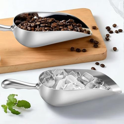 Cast Aluminum Utility Scoop 38 Ounce Round Bottom Bar Ice Flour Scoop with Finger Groove Handle for Candy Popcorn Coffee Beans - size: 38 Ounce