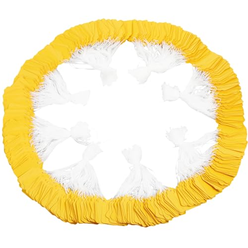 Fainne 3000 Pcs Price Tags with String 1.18 x 1.89 Inches Matte Surface Marking Tags Merchandise Strung Writable Jewelry Labels Hanging Blank Labeling for Yard Garage Gift Clothing(Yellow) - color: Yellow