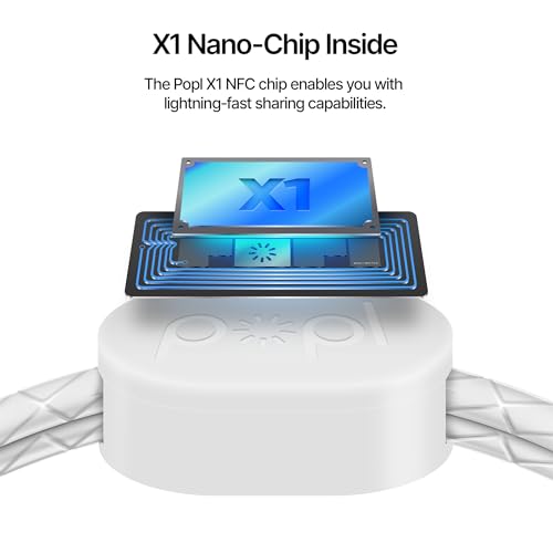 Authentic Patented Popl Bracelet™ (Avoid Fake Knockoffs) - Smart NFC Networking Card - Simply Tap to Exchange Contact Info, Capture Leads, & Manage Contacts (White) - color: White Rope Style