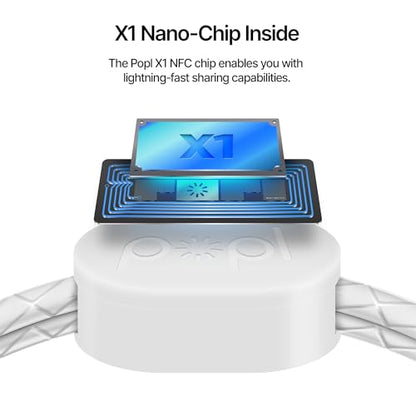 Authentic Patented Popl Bracelet™ (Avoid Fake Knockoffs) - Smart NFC Networking Card - Simply Tap to Exchange Contact Info, Capture Leads, & Manage Contacts (White) - color: White Rope Style