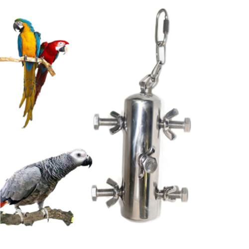 Stainless Steel Parrot Toys, Hanging Chew Bird Toys for Parrots, Bell Macaw Toys, Puzzle Interactive Foraging Bird Toys, Large Bird Toys Toys for Macaws, African Grey, Amazon Parrots