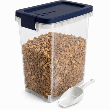 5-10 Lbs Cat Food Storage Container with Scoop - Airtight Dog Food Container - Buckle-Lock Pet Food Container for Dog, Cat, Bird Seed, Chicken, Dry Food Storage Bin Container for Rice, Cereal, Flour