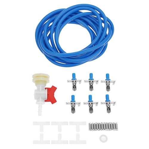 QWORK Automatic Rabbit Watering Kit with 6 Nipple Drinker Feeders, 16-Foot Hose, and Barb Fittings Connector, 1/2" G Thread