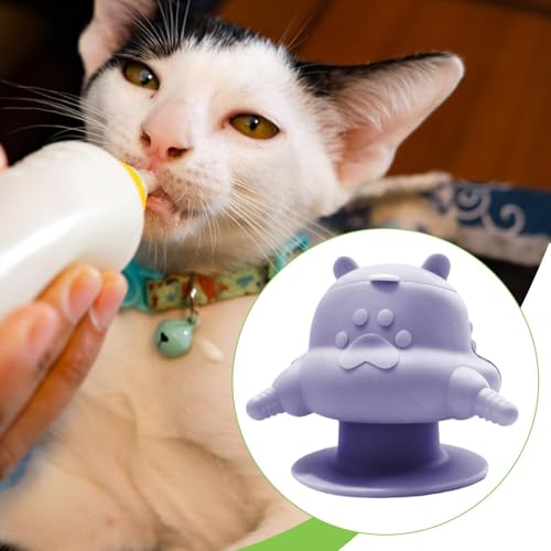 Puppy Feeder with Four Silicone Nursing Bottle Feeding Station Bowl Dispenser Multifunctional and Easy Cleaning Suitable for Breeders Pet, Purple - color: Purple