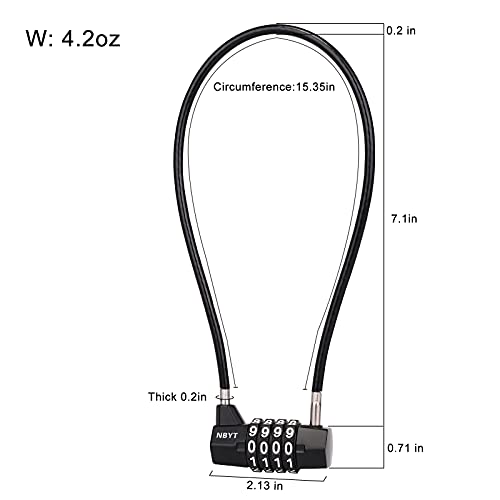 ‌4-Digit Cable Locks with Combination - Heavy Duty Outdoor Gate Lock for Fence, Cabinet,Refrigerator ，Dumpster,lockers,Gym,Toolbox,case, hasp Storage,Sheds - size: 15" Cable - Span 7" (3/16" Diameter)