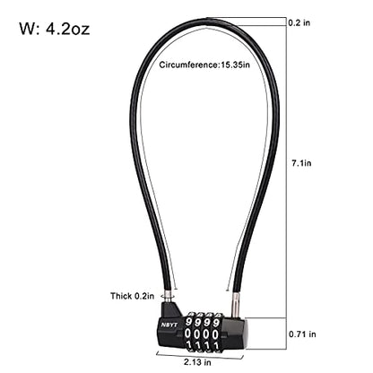 ‌4-Digit Cable Locks with Combination - Heavy Duty Outdoor Gate Lock for Fence, Cabinet,Refrigerator ，Dumpster,lockers,Gym,Toolbox,case, hasp Storage,Sheds - size: 15" Cable - Span 7" (3/16" Diameter)