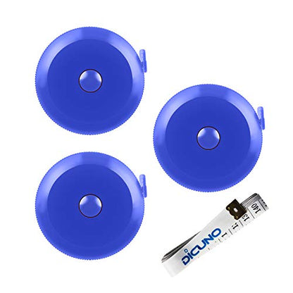 DiCUNO 60-Inch 1.5 Meter Soft and Retractable Tape Body Tailor Sewing Craft Cloth Dieting Measuring Tape (3 Pcs of Blue with Soft tape) - color: Blue*3pcs