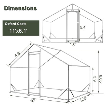 Large Metal Chicken Coop Walk-in Poultry Cage Chicken Run Pen Dog Kennel Duck House with Waterproof and Anti-Ultraviolet Cover for Outdoor Farm Use - size: 6.5"L x 9.8"W x 6.4"H