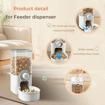 41 oz Hanging Gravity Auto-Refill Small Animal Feeder White | Space-Saving, Large Capacity, Easy-Refill Bowl for Rabbits, Guinea Pigs, Ferrets, Chinchillas & Small Pets - color: White
