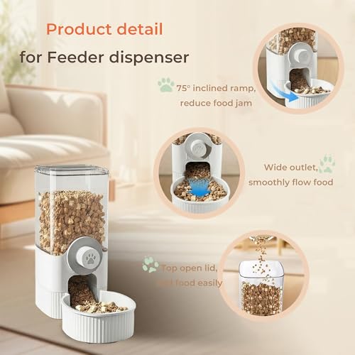 41 oz Hanging Gravity Auto-Refill Small Animal Feeder White | Space-Saving, Large Capacity, Easy-Refill Bowl for Rabbits, Guinea Pigs, Ferrets, Chinchillas & Small Pets - color: White