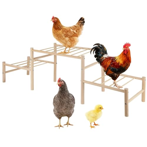 3-Tier Chicken Perch Wooden Ladder, 33.1 In For Chicken Coop, Safe &, Hen House Decor, Jungle Gym For Chickens
