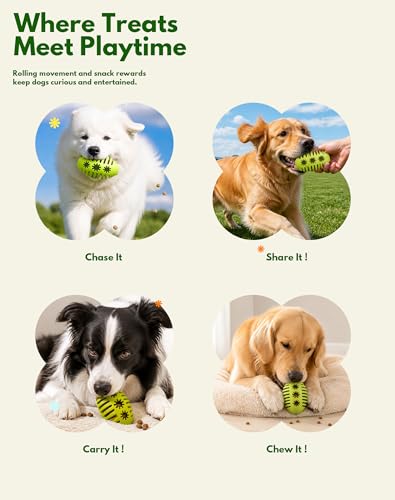 Deeow Natural Rubber Rugby Ball Dog Toy - Interactive Fetching & Chewing Puppy Toys, Slow Feeder Treat Dispenser Pet Toy, World Cup Soccer Teething Relief Puppy Toy for Aggressive Chewers