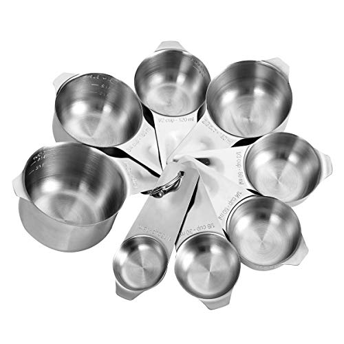 DOTINGHUX 8 Pcs Stainless Steel Measuring Cups Set, Kitchen Measuring Cup for Cooking and Baking - color: 8 Cups