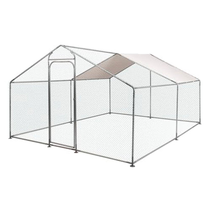 Morngardo Large Chicken Coop, 10×13 FT Metal Run for 20 Chickens, Walk in Yard Poultry Cage Hen House with Waterproof Cover - size: 118.1"L x 177.2"W x 77.6"H