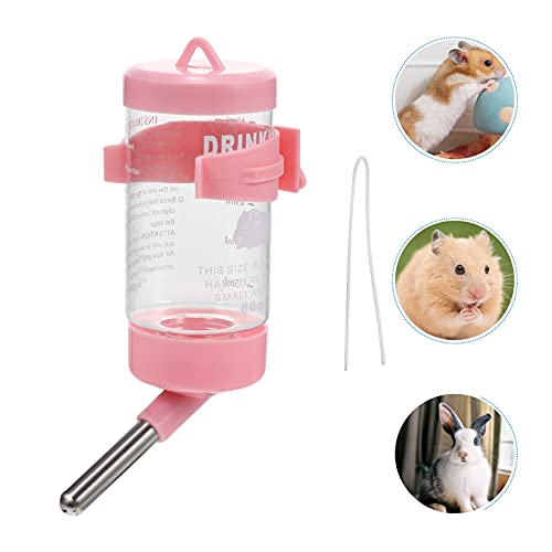 STOBOK 2pcs Hamster Drinking Fountain Hamster Feeding Bottle Bunny Drinking Bottle Water Feeding Equipment Bunny Water Feeder Bunny Dispenser Cat Automatic Stainless Steel Pink Guinea Pig