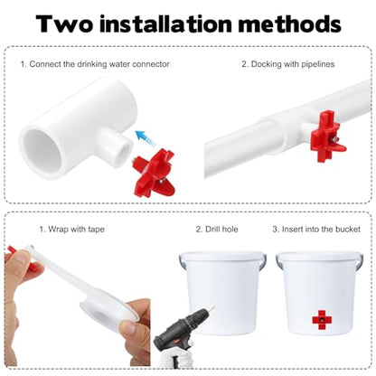 16 Pack Automatic Chicken Nipples Waterer, Horizontal Chicken Waterer Nipples with 1/2'' PVC Tee Fittings DIY Auto Chickens Waterering System Waterer Drinker and for Ducks Quail and Other Poultry