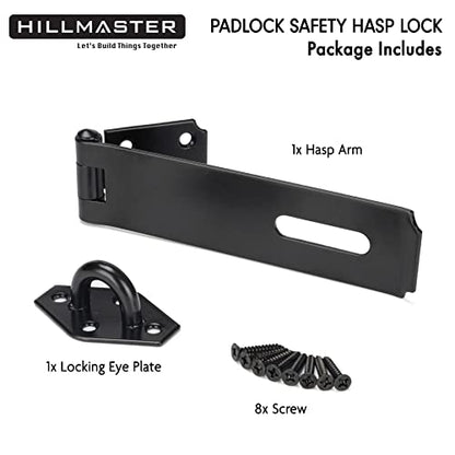 HILLMASTER Heavy Duty Door Hasp Latch 7-3/4" Extra Thick Steel Safety Gate Door Lock Padlock Clasp Hasp Lock Latch for Fence Gate Barn Door Shed Closet Cabinet, Black Finish (Pack of 2) - size: Straight (Pack of 2)