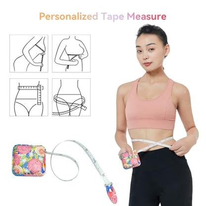Mini Retractable Soft Tape Measure for Sewing, Cloth, Fabric, Body Measurements - color: peony
