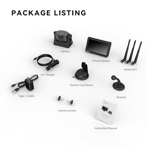 eRapta Wireless Backup Camera Magnetic: 5” Portable, 1-Min Install-Free Trailer Backup Camera with FHD1080P, Infrared Night Vision, 150° Wide-Angle View for Trailer/RV/Truck/Car/Tractor ACT501 - size: 5 inch-1 camera