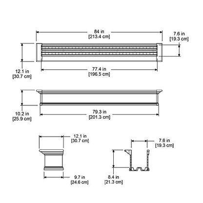 Mayne Yorkshire 7ft Window Box - White - 84in L x 12in W x 10in H - with 1.6 Gallon Built-in Water Reservoir (8827-W) - size: 7-Foot