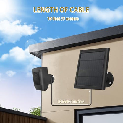 2 Pack - Solar Panel for Ring Security Camera Spotlight Cam Plus/Pro(Battery) Stick Up Cam/Pro Wireless Outdoor with 10FT/3M Long Cable Dustproof Waterproof BK - color: Black Dark