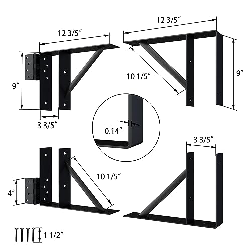 JUBEST Heavy Duty Gate Corner Brace Bracket, Anti Sag Gate Kit Adjustable Gate Hardware for Wooden Fence, Driveway, Corral Gates, Wood Windows(Door Not Include)