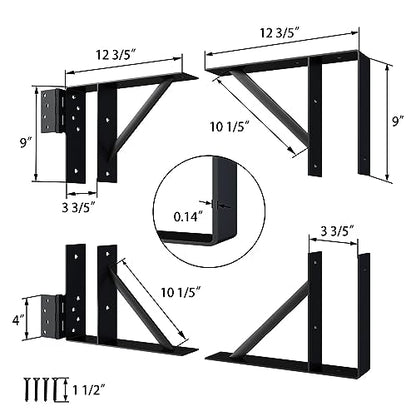 JUBEST Heavy Duty Gate Corner Brace Bracket, Anti Sag Gate Kit Adjustable Gate Hardware for Wooden Fence, Driveway, Corral Gates, Wood Windows(Door Not Include)