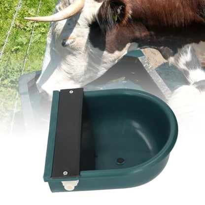 Large Capacity Livestock Water Bowl with Drainage Hole, Made of Premium ABS Material, Easy to Install for Cows, Sheep and Horses, Farm and Yard Use (Dark Green)