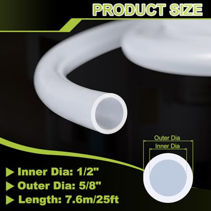 METALLIXITY Silicon Tubing(1/2" ID x 5/8" OD x 25Ft), Pure Silicone Hoses High Temp - for Printer, Hot Water Dispenser, Engine, Brewing, Fish Tank Air Pump, Pump Transfer, Clear - size: 25 Feet, style: 1/2" IDx5/8" OD