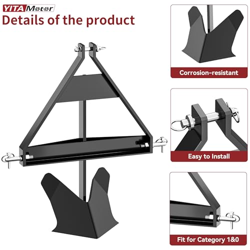 YITAMOTOR 3 Point Middle Buster Plow for Category 1, Three-Point Quick Hitch Accessories, 3 pt Tractor Furrowing Plow Lawn Ditch Buster Steel