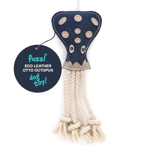 Fuzzl Eco Leather Otto Octopus Natural and Tough Dog Toys - Long Lasting Chew Toys for Aggressive Chewers - Strong Dog Toy for Dogs and Puppy - style: Leather Octopus