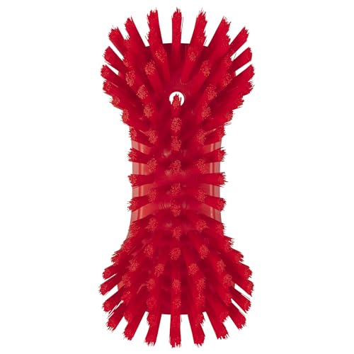 Vikan 38944 Extra Large Hand Brush, Multifunctional, Slip-Resistant Cleaning Tool, Extra Stiff Polypropylene & Polyester Bristle, 9.1", Red - color: Red