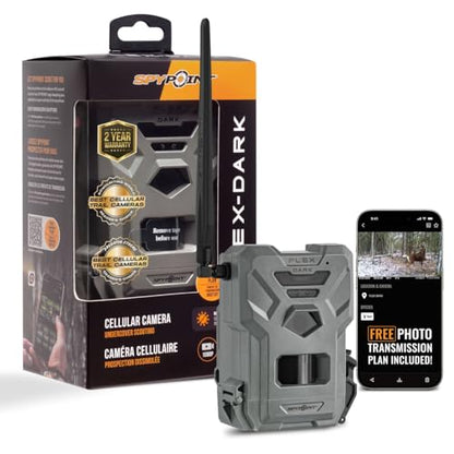 SPYPOINT Flex-Dark Cellular Trail Camera, 40MP Photos, 1080p Video + Sound, No-Glow Game Camera, Hunting Night Vision, Motion Activated,100ft Detection, No WiFi Needed Trail Cam - color: Camera only, size: Pack of 1