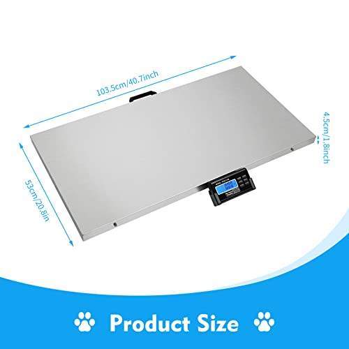 440LB Pet Weight Scale, Animal Scale Platform, Digital Livestock Scale Large Dog Pet Scale 40.7×20.8inch Stainless Steel Platform LCD Display