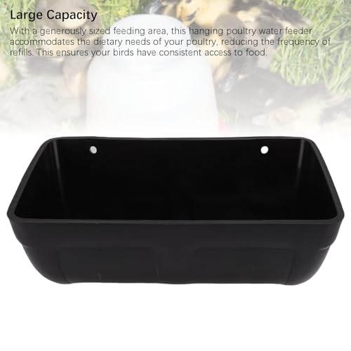 AMONIDA Hanging Poultry Feeder, Large Capacity Plastic Chicken Feeder, Space Saving Trough with Minimized Feed Waste, Ideal for Farm, Coop & Yard (Black) - color: Black