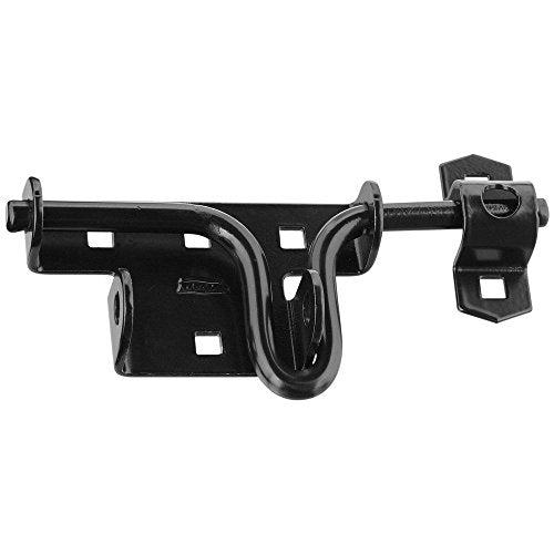 National Hardware N165-506 Sliding Bolt Gate Latch - Heavy Duty Steel Door and Fence Gate Hardware with WeatherGuard Protection - Black Finish - Padlock Compatible